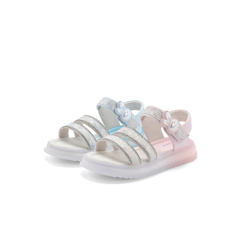 百丽亮晶晶凉鞋童鞋2023夏季新商场同款兔子可爱沙滩鞋A2521B63 蓝色 31