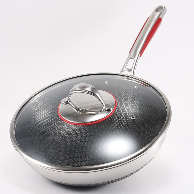 康巴赫（KBH）炒锅家用不易粘少油烟炒菜锅 德系蜂巢316双面炒锅 32cm CDX32A1