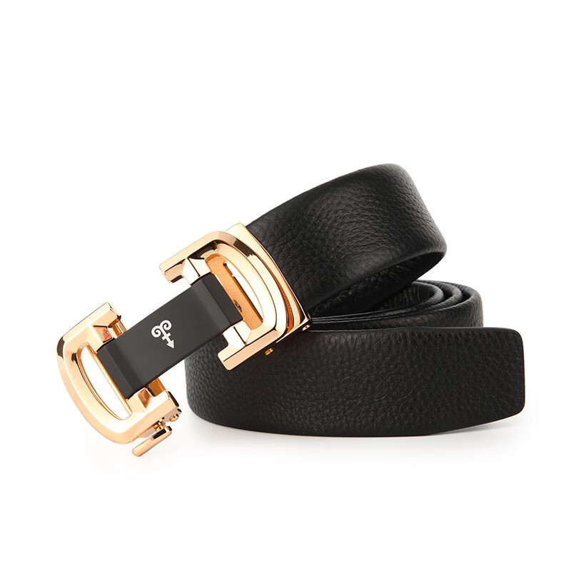 恒源祥（HYX）男士皮带年轻人商务牛皮自动扣青年潮流裤腰带男送男友生日礼物 黑色