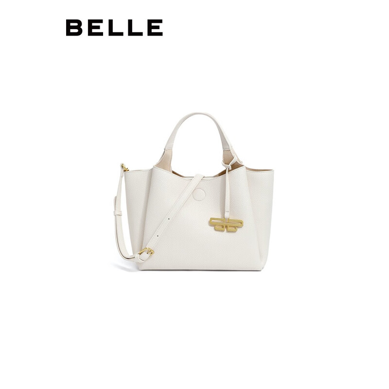 百丽2023秋季新款简约通勤单肩斜挎手提小托特包X9144CX3预售 米色 F