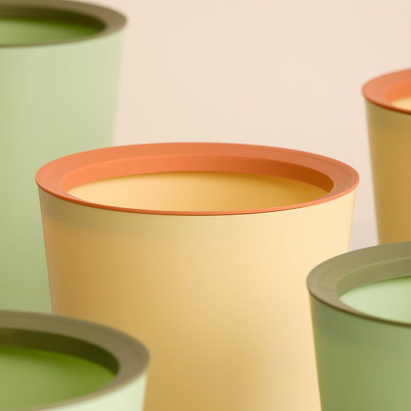 茶花垃圾桶家用客厅轻奢大容量2023新款厨房卧室卫生间高颜值无盖 【橄榄绿-8.5L】压圈垃圾桶