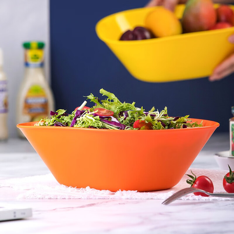 茶花（CHAHUA） 茶花水果盘果盆客厅沙拉水果盆塑料创意时尚沙拉碗 2787方形橘色1个
