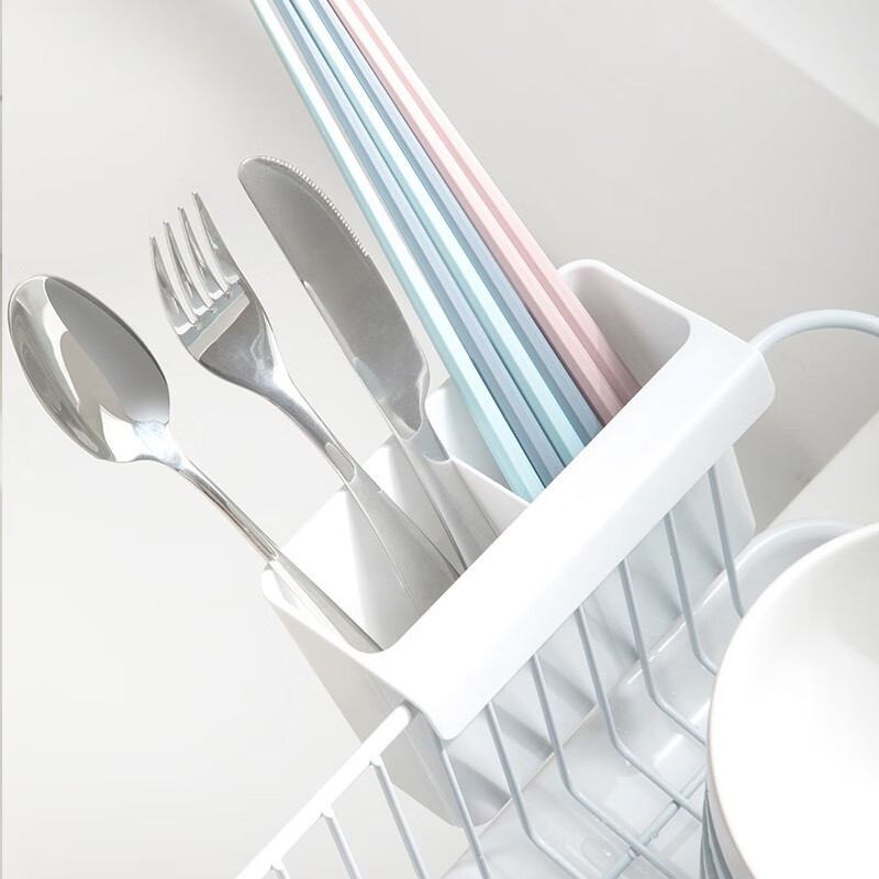 茶花（CHAHUA） 茶花欧式带盖碗碟架放碗架收纳盒沥水架装碗筷收纳箱碗柜置物 【白色】碗碟金属沥水架40*30.5*15cm