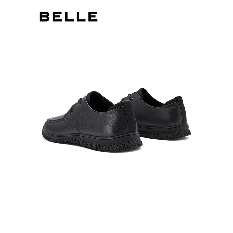 百丽休闲鞋男商场同款牛皮鞋商务6UV01AM0 黑色 42