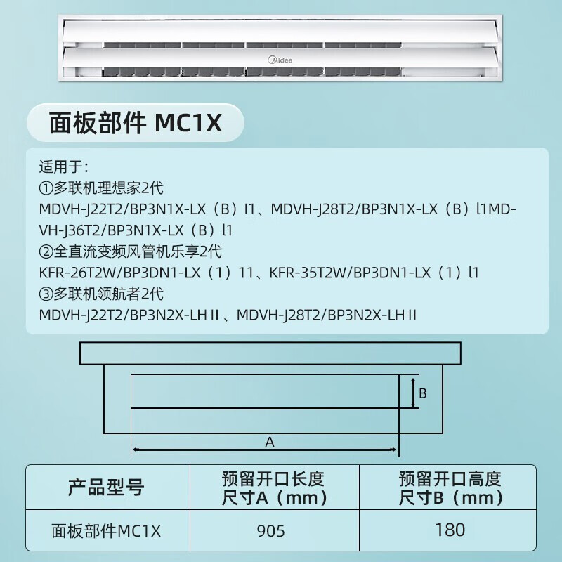 美的（Midea）家用中央空调配件面板部件MC1D 原装3d面板送风口【乐享&星光科技版&理想家&领航者系列专属】