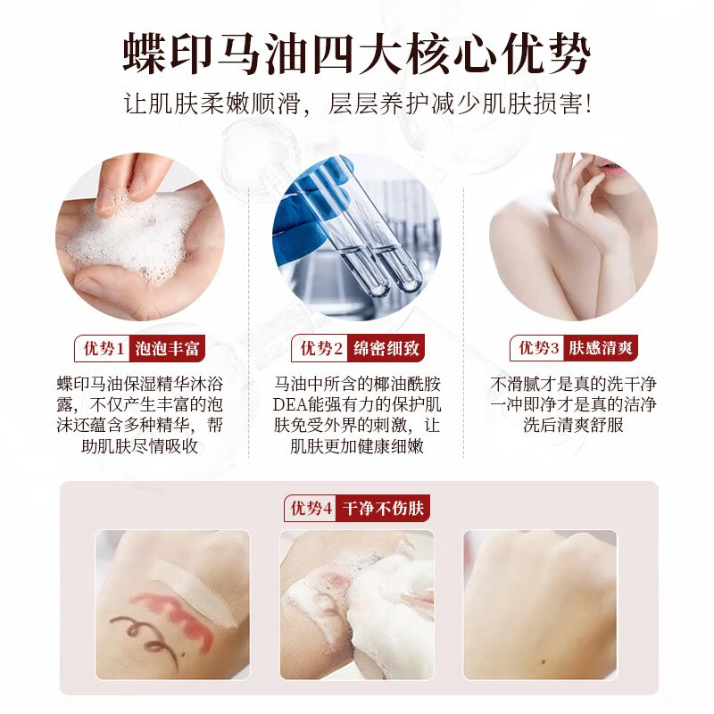 蝶印 日本原装进口 北海道马油 保湿精华沐浴露 600ml