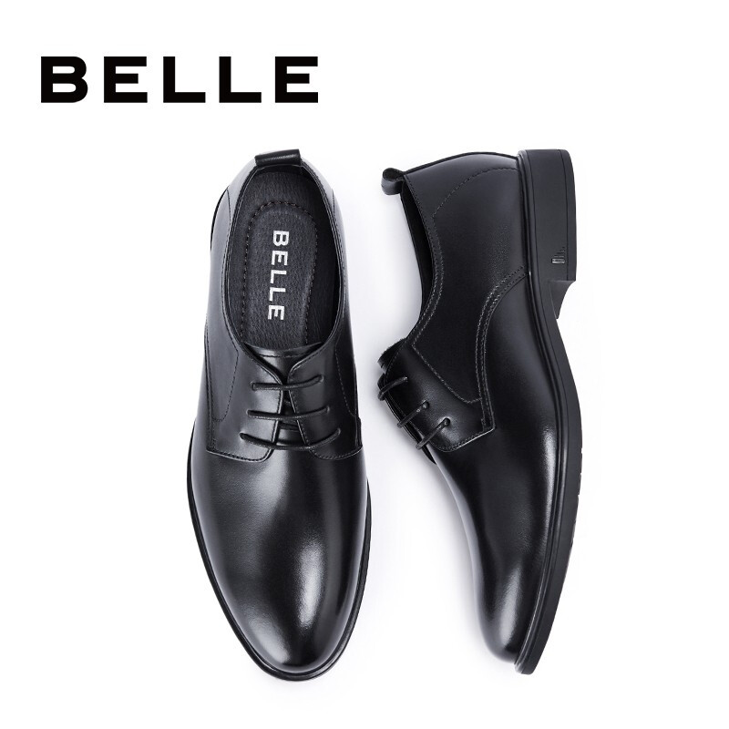 百丽正装鞋男商场同款商务婚鞋皮鞋6VD01AM0 黑色 42