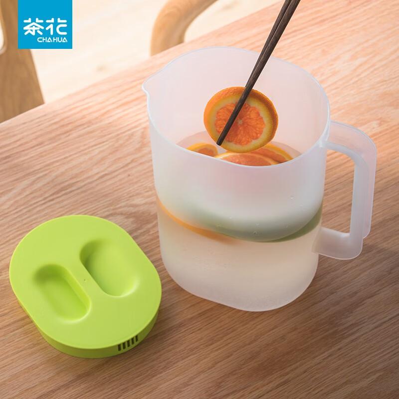 茶花（CHAHUA）茶花冷水瓶 塑料大容量透明凉水杯凉水瓶果汁壶冷饮瓶 【2.2L】优乐凉水壶L-透明绿