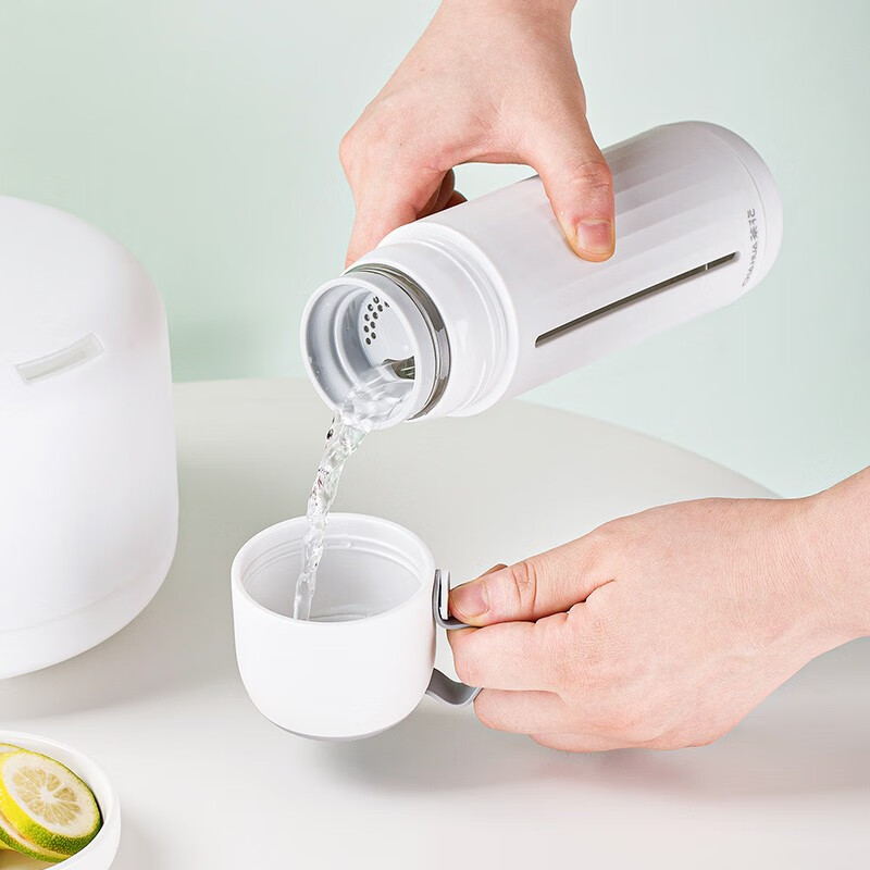 茶花家用带盖玻璃杯男女学生水杯便携泡茶杯带盖两用杯子随手杯 黑色310ml