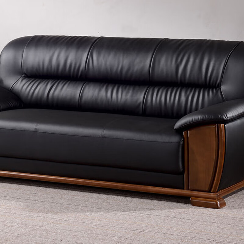 臻远ZYJJ-80281办公沙发茶几组合简约会客沙发商务皮沙发 牛皮三人位