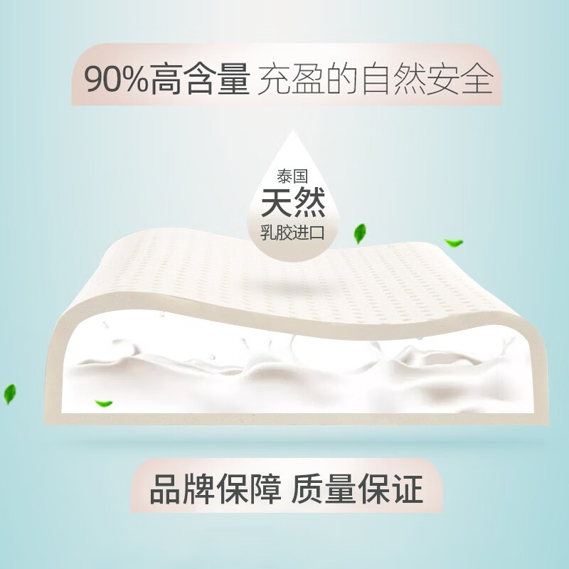 洁丽雅 grace 泰国原液进口 儿童乳胶枕3-12岁 90%乳胶含量 儿童枕新生儿枕头 透气抗头汗 可爱熊蓝色