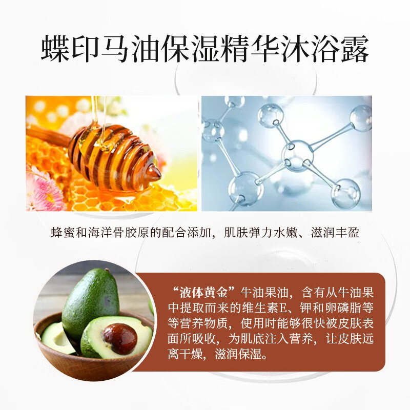 蝶印 日本原装进口 北海道马油 保湿精华沐浴露 600ml
