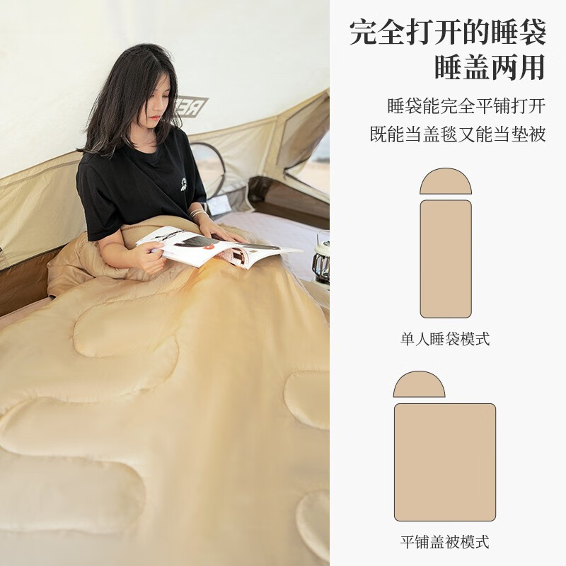 清系 户外睡袋露营便携式加厚睡袋大人成人秋冬季亲肤棉信封式棉 1.0KG-右