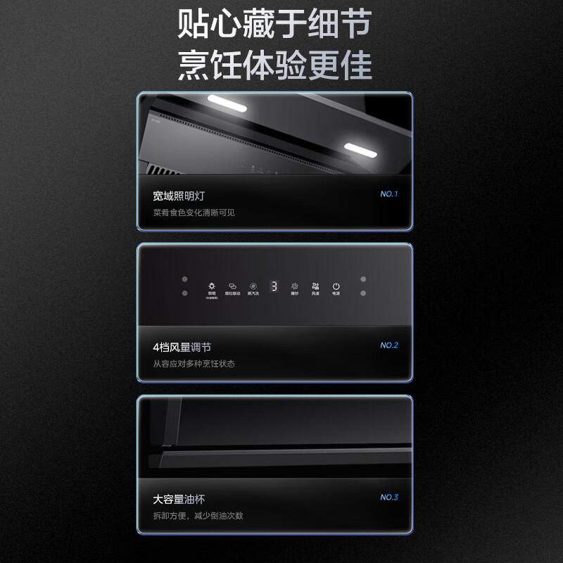 美的（Midea）抽油烟机  家用顶侧双吸大吸力 超薄近吸 无烟感7字型排油烟机 蒸汽洗烟机CXW-300-YZ21M