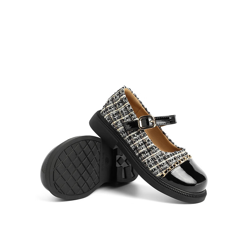 百丽童鞋小香风玛丽珍鞋2023秋季新商场同款甜美单鞋39880C83 黑色 33