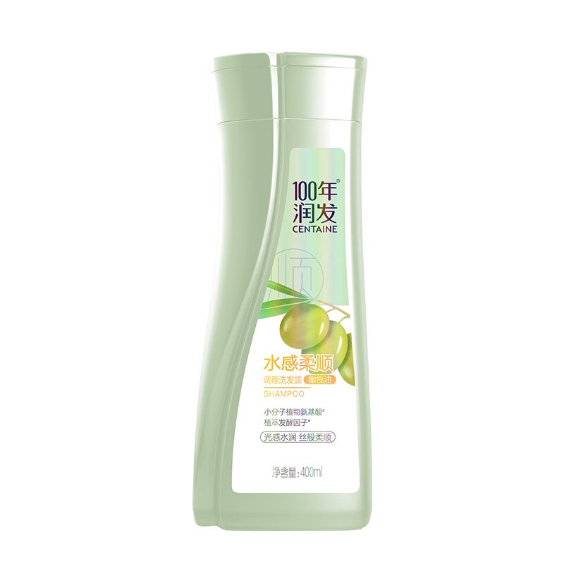 100年润发植物氨基酸调理洗发露 水感柔顺 橄榄油 男女通用 光泽水润 400ml 水感柔顺