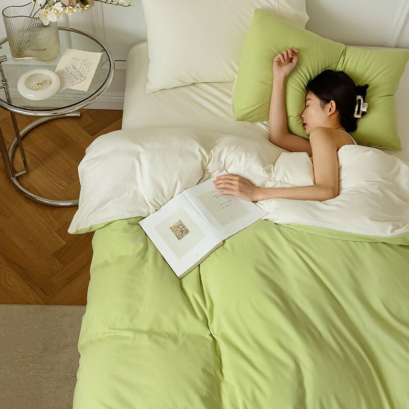 Tri-polar天竺棉四件套全棉针织床上用品床单被套枕套 TP2754 双拼-黛莎 2.0m床单款四件套