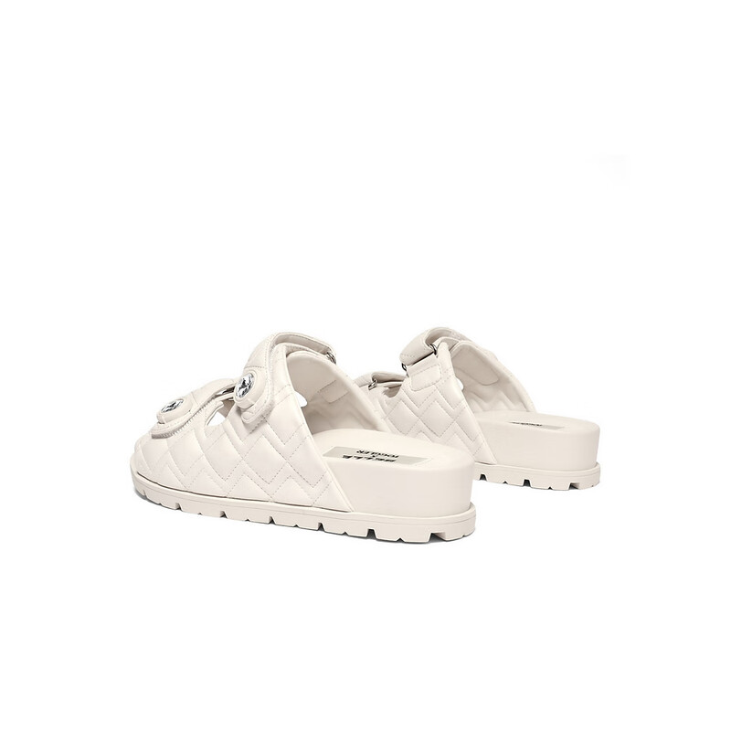 百丽xTOGGLER联名小香风凉拖女2023夏季新款钻饰一字拖3VAB6BT3 米色 36