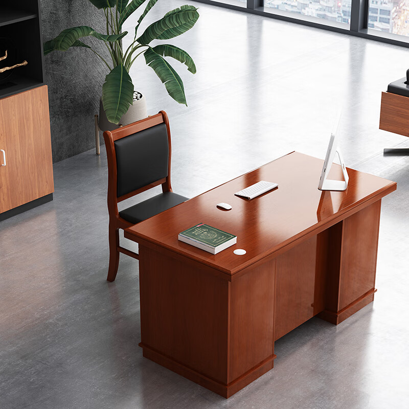 臻远 ZY-BT-23 油漆木皮办公桌电脑桌职员台主管经理桌1.4m 红胡桃色