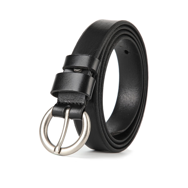 恒源祥（HYX）女士皮带真皮头层牛皮宽腰带女针扣ins风百搭复古韩国装饰裤带 黑色