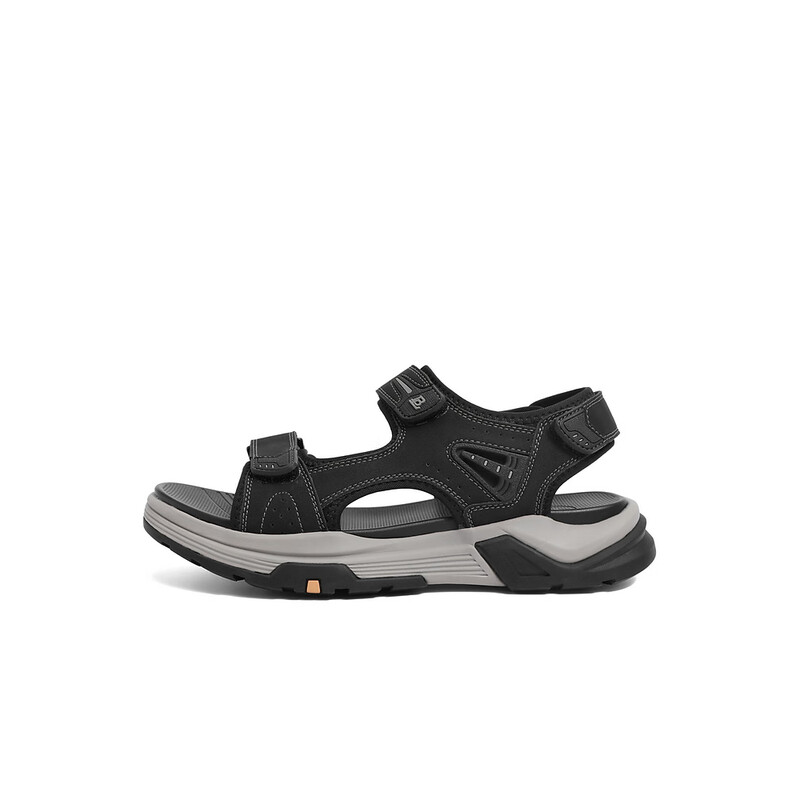 百丽潮搭休闲凉鞋男2023夏季新款魔术贴户外度假沙滩凉鞋A1146BL3 黑色 40