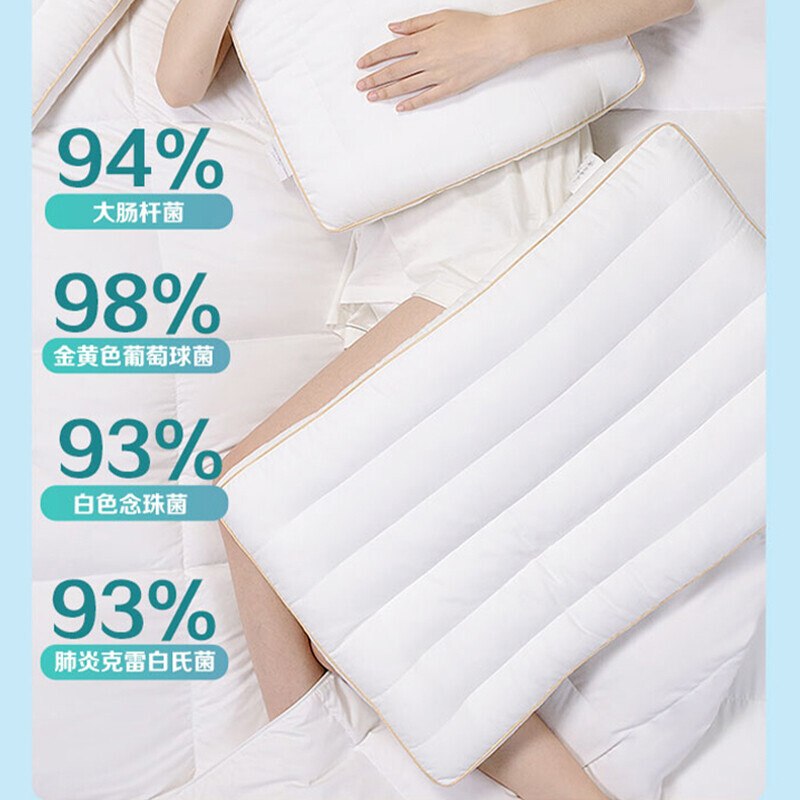 富安娜家纺枕头低枕深睡枕芯纯棉防螨抗菌单个装高约7.5cm 70*45cm