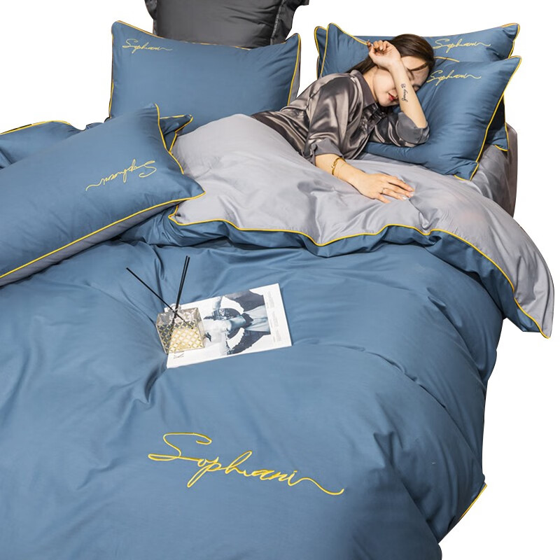 Tri-polar北欧风床上用品床品套件 TP2750 宝石蓝 1.5m床床笠款四件套