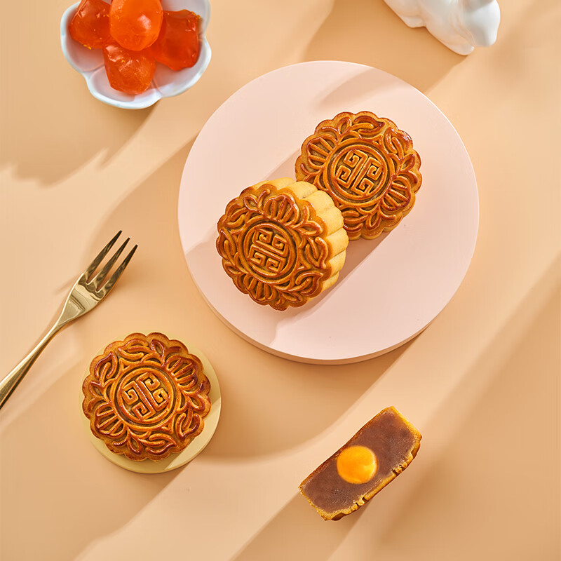 聚春园官方中秋散装红豆粒月饼奶油香芋蛋黄白莲蓉广式豆沙老式五仁传统 红豆粒月饼60g*3