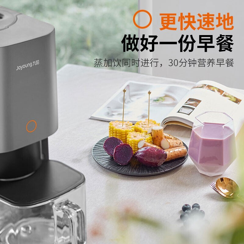 九阳（Joyoung） 九阳豆浆机全自动免洗破壁料理机多功能家用智能蒸煮一体新款DJ12R-K2S 灰色