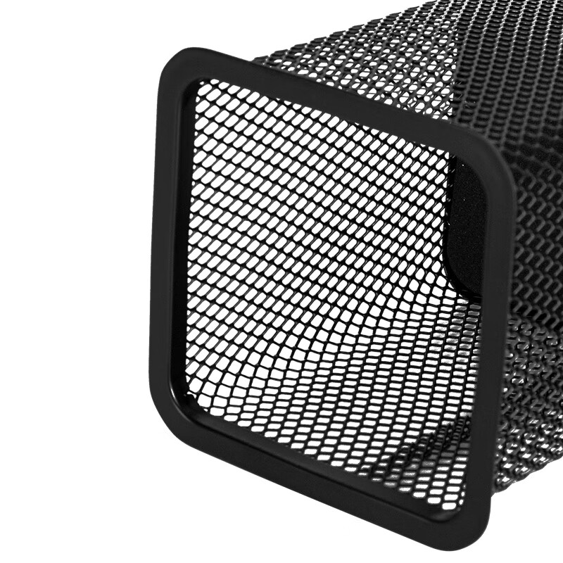 得力（deli）金属网状笔筒笔插圆形方形简约网纹创意桌面化妆刷收纳盒收纳桶笔盒大容量多功能办公用品 方款-金属网格笔筒 9174