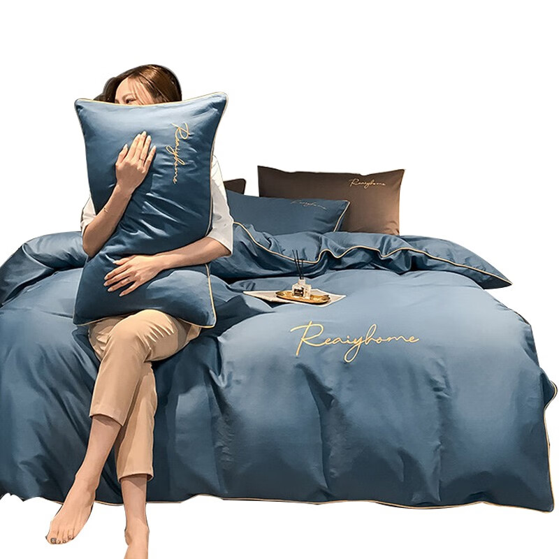 Tri-polar北欧风床上用品床品套件 TP2750 宝石蓝 1.5m床床笠款四件套