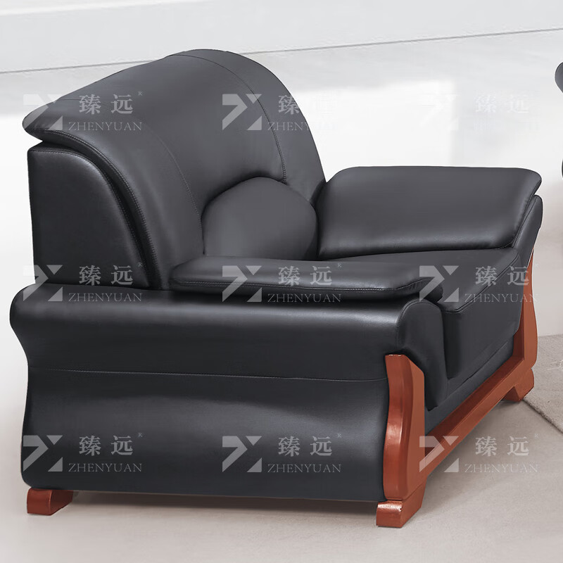 臻远ZYJJ-80288办公沙发茶几组合简约会客接待沙发牛皮3+1+长茶几