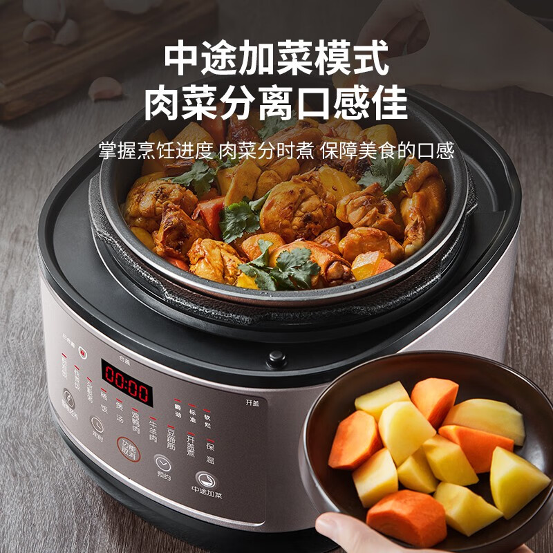 九阳（Joyoung）电压力锅 铁釜胆家用电压力煲智能预约多功能高压锅高颜值小巧 Y-50C29S
