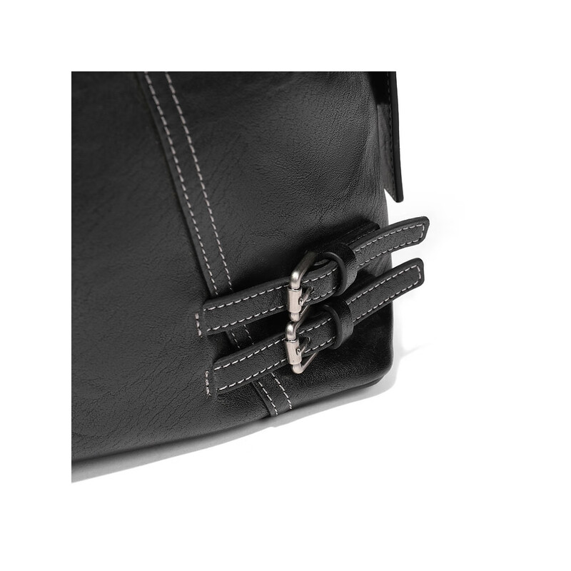 百丽刘雯同款2023冬新女男包时尚酷感牛仔单肩斜挎水桶包X9198DX3预售 黑色 F