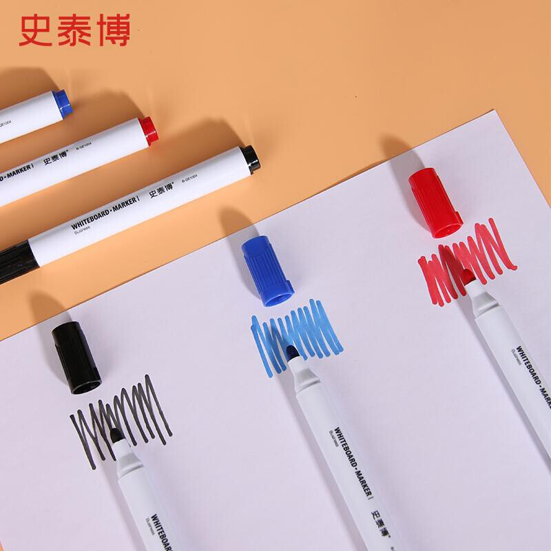 史泰博 白板笔 水性易擦直液式白板笔 色泽明亮不留痕 办公教学涂鸦笔 12支/盒 B-DE1002 黑色单支