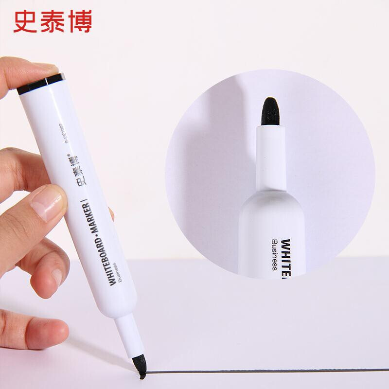 史泰博 白板笔 水性易擦直液式白板笔 色泽明亮不留痕 办公教学涂鸦笔 12支/盒 B-DE1002 黑色单支