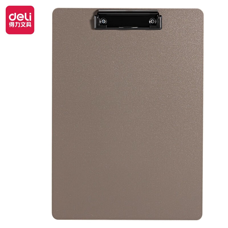 得力（deli）书写板夹 金属强力夹塑料菜单夹 多功能写字垫板 办公用品 64502 A4高档款 灰色