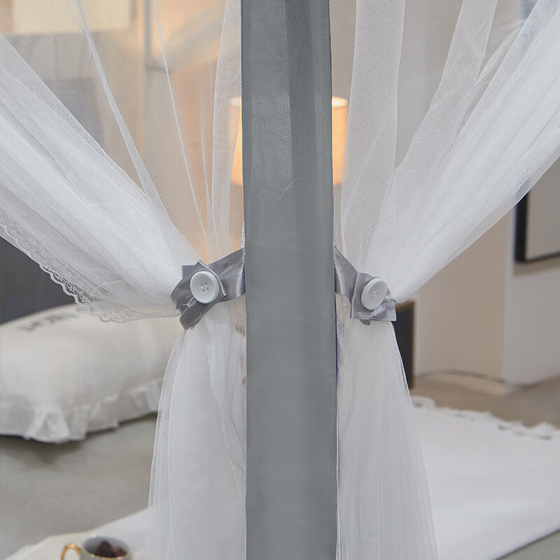 富安娜家纺蚊帐三开门简约落地帐防蚊 加粗加厚支架易安装格致时光1.8米