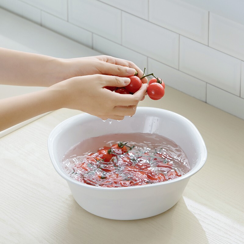 茶花银离子抗菌加厚脸盆塑料脚盆洗PP新生婴儿童大小脸盆洗菜盆 【抗菌款小号】方盆