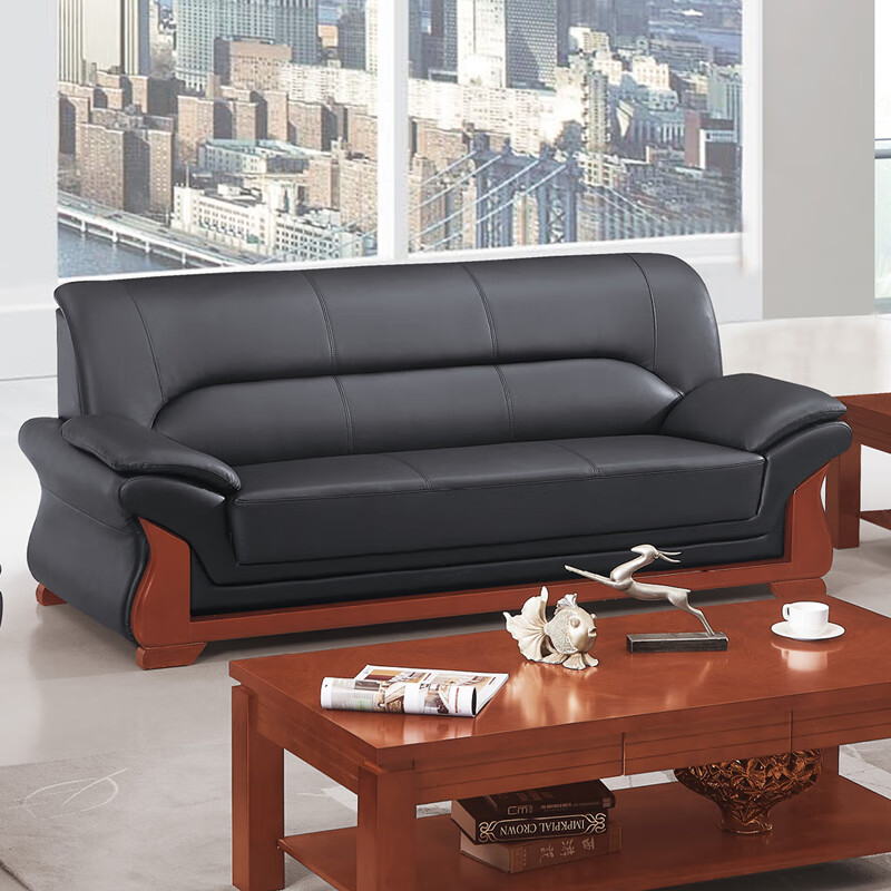臻远ZYJJ-80283办公沙发茶几组合简约会客沙发商务皮沙发 西皮单人位