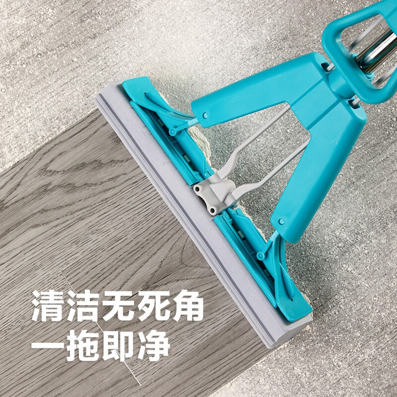 茶花海绵拖把2023新款头对折挤水免手洗拖地胶棉吸水地拖布 【洁境蓝】洁境双效对折胶棉拖
