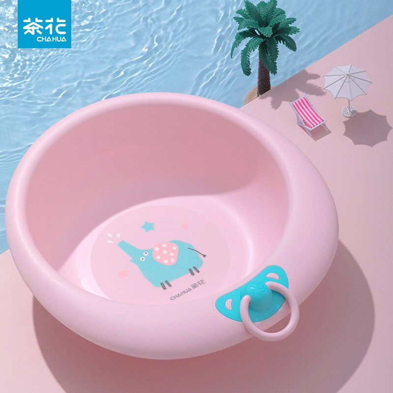 茶花欧铂兹抗菌加厚卡通脸盆塑料脚盆洗PP婴儿童大小脸盆 黄色