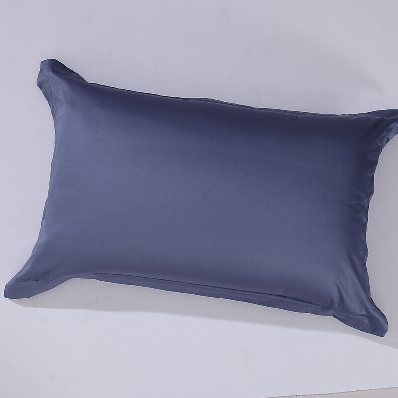富安娜家纺 枕套纯棉60S长绒棉简约纯色枕头套 全棉高支高密枕巾 一对装 罗马情怀 蓝色74*48cm