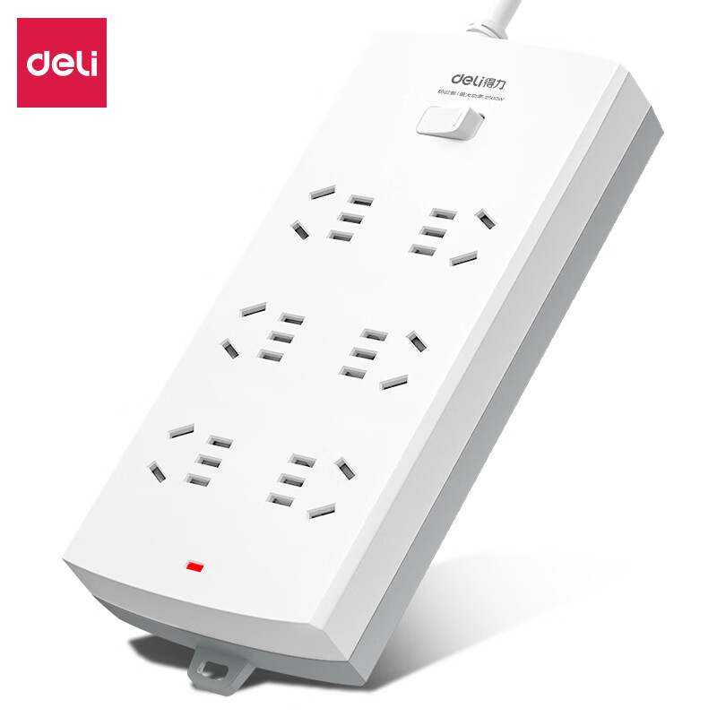 得力（deli）新国标插座 插线板/插排/排插/接线板/拖线板 超功率保护防过载 3995S 6位总控全长3米