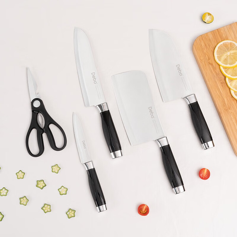 Debo德铂刀具套装不锈钢菜刀切片刀剪刀六件套
