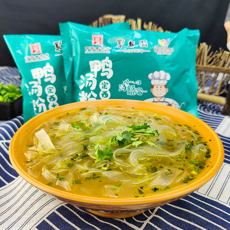 聚春园官方网红宽粉鸭汤粉丝酸辣粉宿舍夜宵方便速食即食冲泡懒人泡面 鸭汤宽粉91g*8包