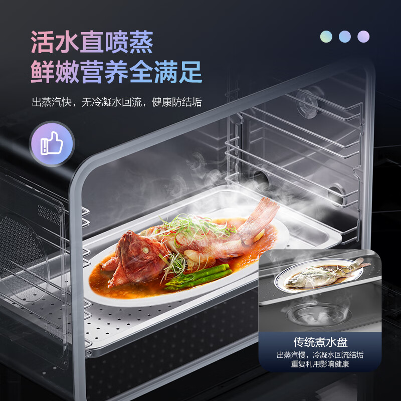 美的（Midea）出品 华凌小透明集成灶 变频21风量千帕强压 5.2KW燃气灶双灶定时 自清洁 蒸烤一体WX9S 天然气