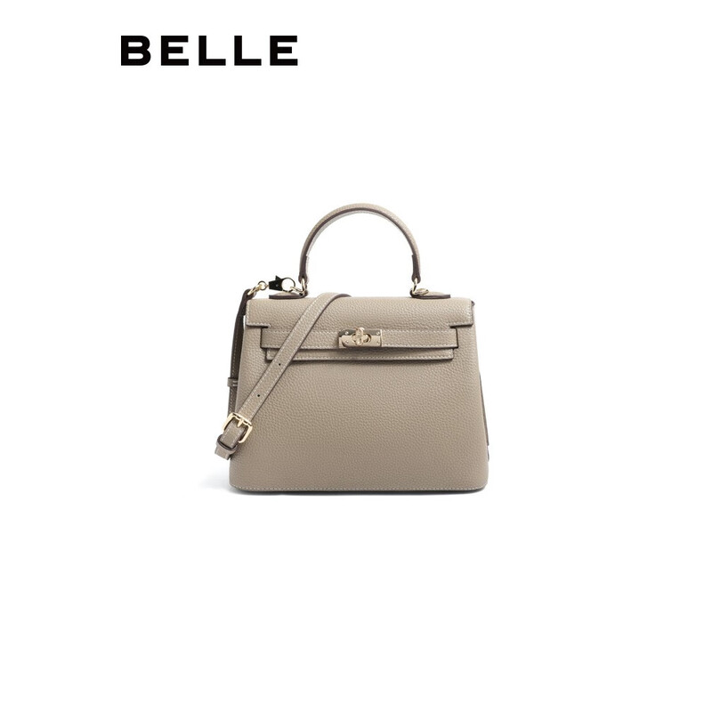 百丽时尚质感凯莉包女2023春季新款单肩斜挎手提包X6535AX3 浅灰 F
