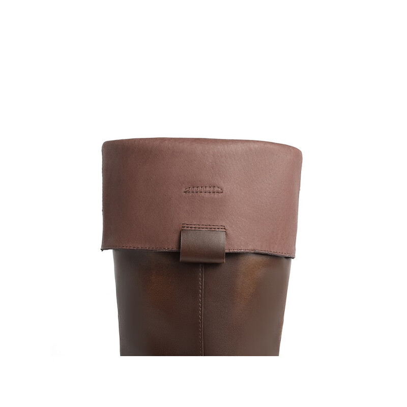 百丽擦色复古骑士靴女2023冬季新款做旧废土风长筒机车靴BAW71DG3预售 黑色 37