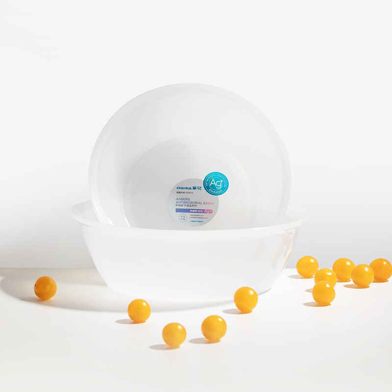 茶花银离子抗菌加厚脸盆塑料脚盆洗PP新生婴儿童大小脸盆洗菜盆 【抗菌款小号】方盆